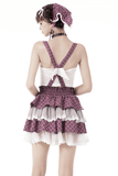 Trendy Pink Kawaii Pleated Skirt with Delicate Lace Details