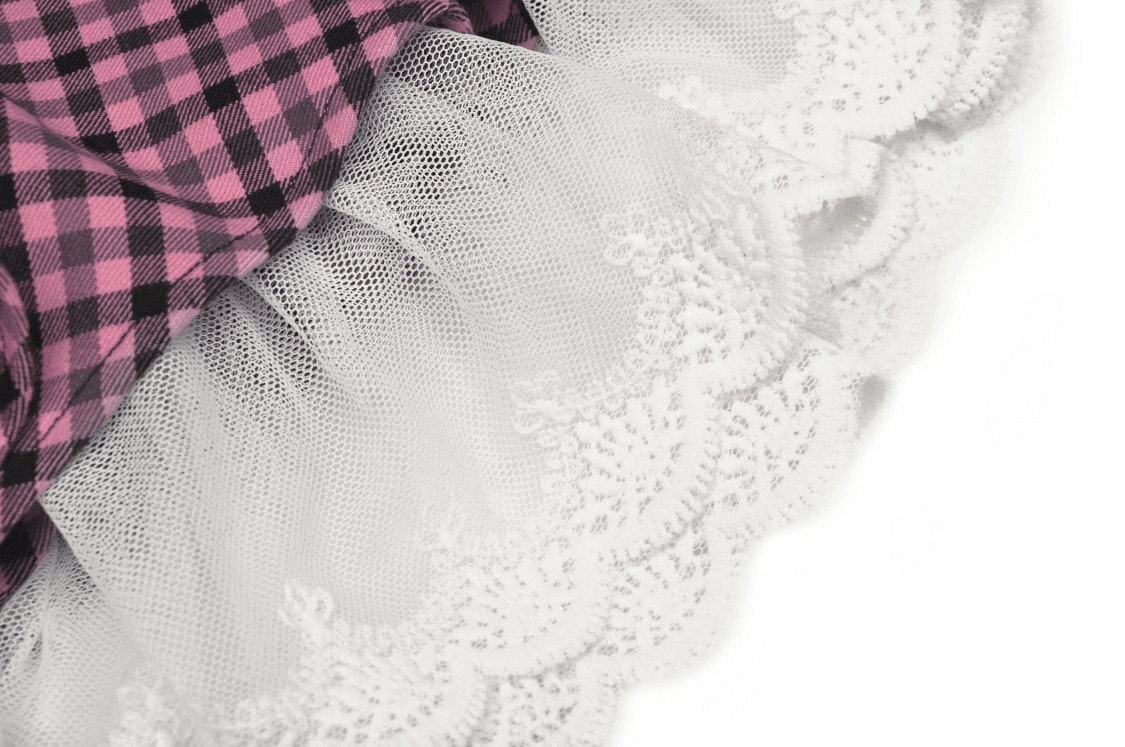 Trendy Pink Kawaii Pleated Skirt with Delicate Lace Details