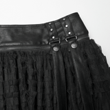 Tulle Layered Skirt Shorts with Punk Studs and Skull Details
