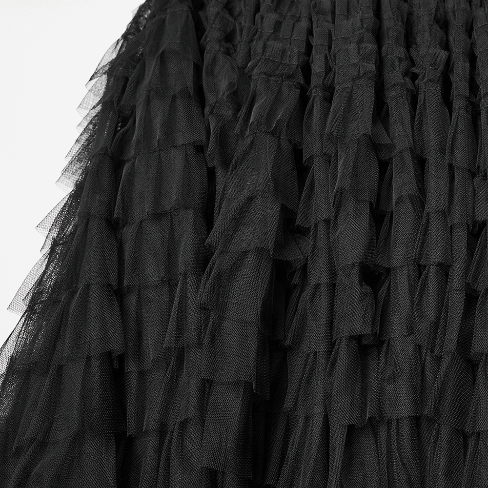 Tulle Layered Skirt Shorts with Punk Studs and Skull Details