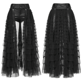 Tulle Layered Skirt Shorts with Punk Studs and Skull Details