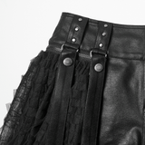 Tulle Layered Skirt Shorts with Punk Studs and Skull Details
