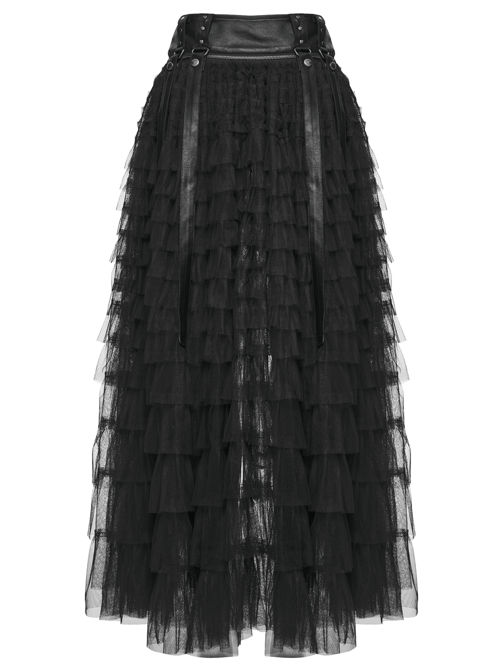 Tulle Layered Skirt Shorts with Punk Studs and Skull Details