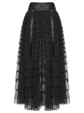 Tulle Layered Skirt Shorts with Punk Studs and Skull Details