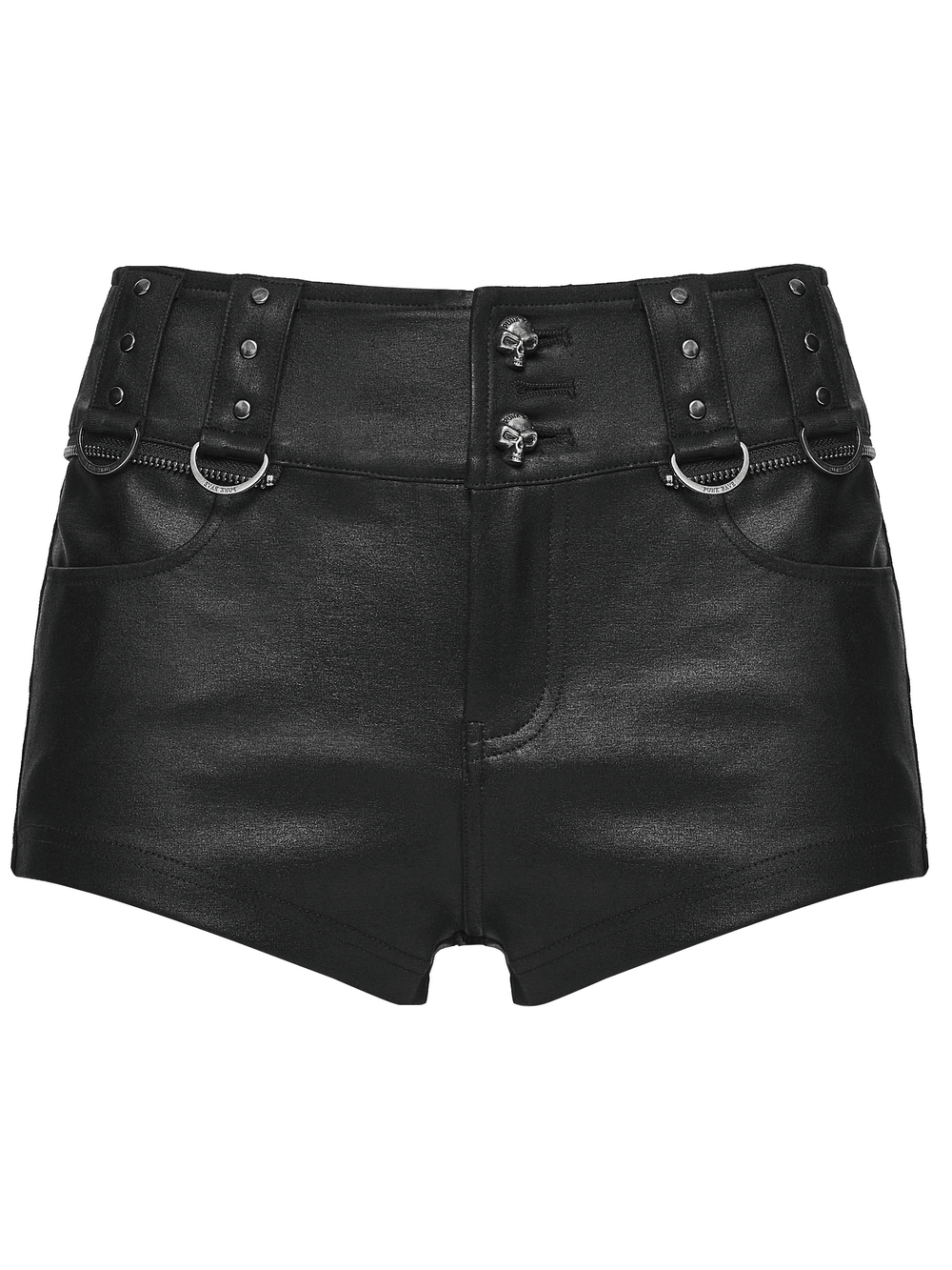 Tulle Layered Skirt Shorts with Punk Studs and Skull Details