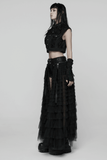 Tulle Layered Skirt Shorts with Punk Studs and Skull Details