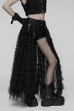 Tulle Layered Skirt Shorts with Punk Studs and Skull Details
