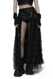 Tulle Layered Skirt Shorts with Punk Studs and Skull Details
