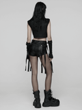 Tulle Layered Skirt Shorts with Punk Studs and Skull Details