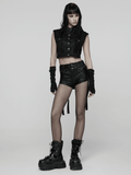 Tulle Layered Skirt Shorts with Punk Studs and Skull Details