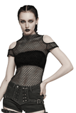 Urban Chic Black Sheer Off-Shoulder Mesh T-shirt