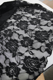 Velvet Flare Black Pants: Lace and Embroidery Trousers