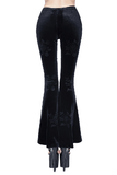 Velvet Flare Black Pants: Lace and Embroidery Trousers