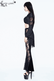 Velvet Flare Black Pants: Lace and Embroidery Trousers