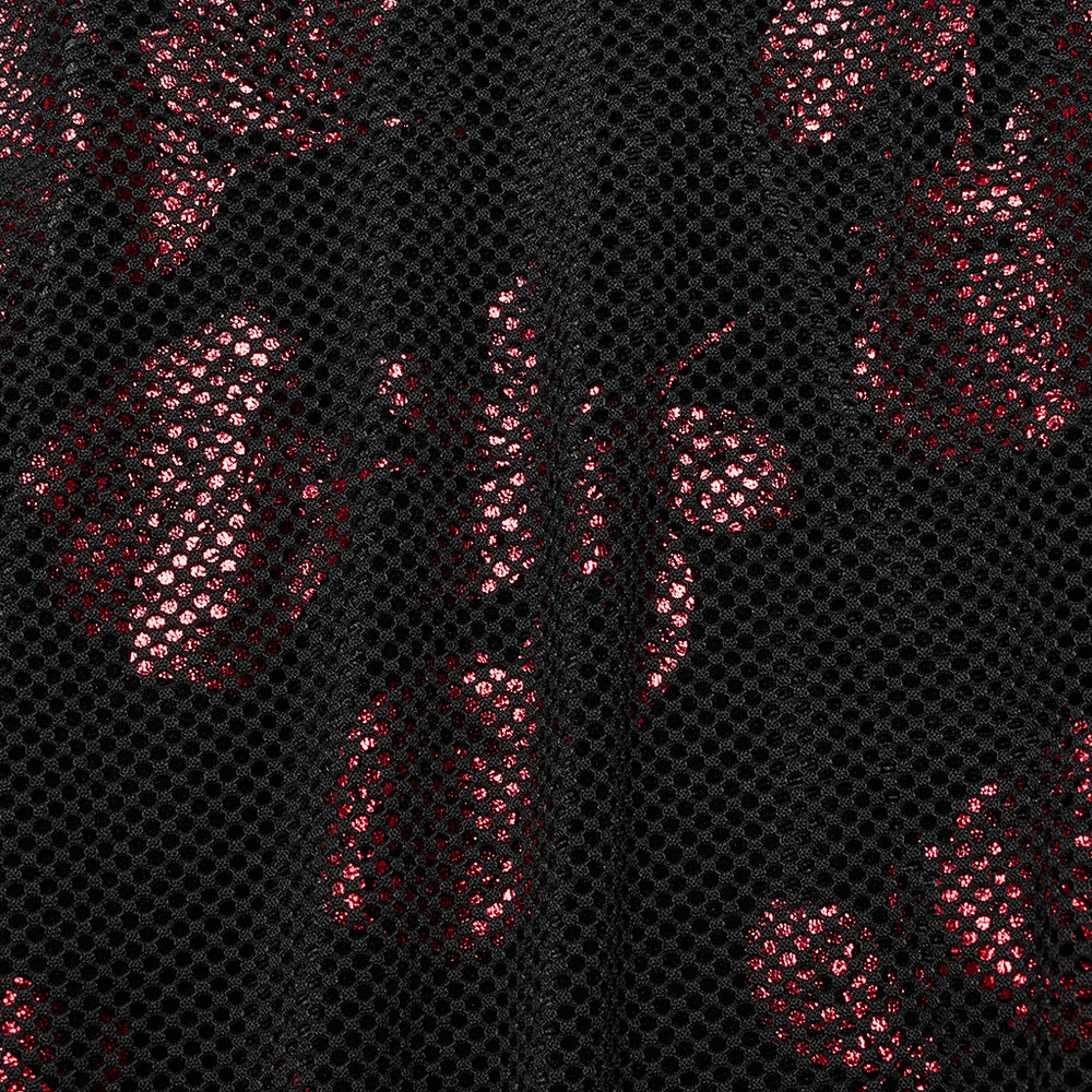 Velvet Goth Dress with Rose Print and Buckle Accents