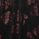 Velvet Goth Dress with Rose Print and Buckle Accents