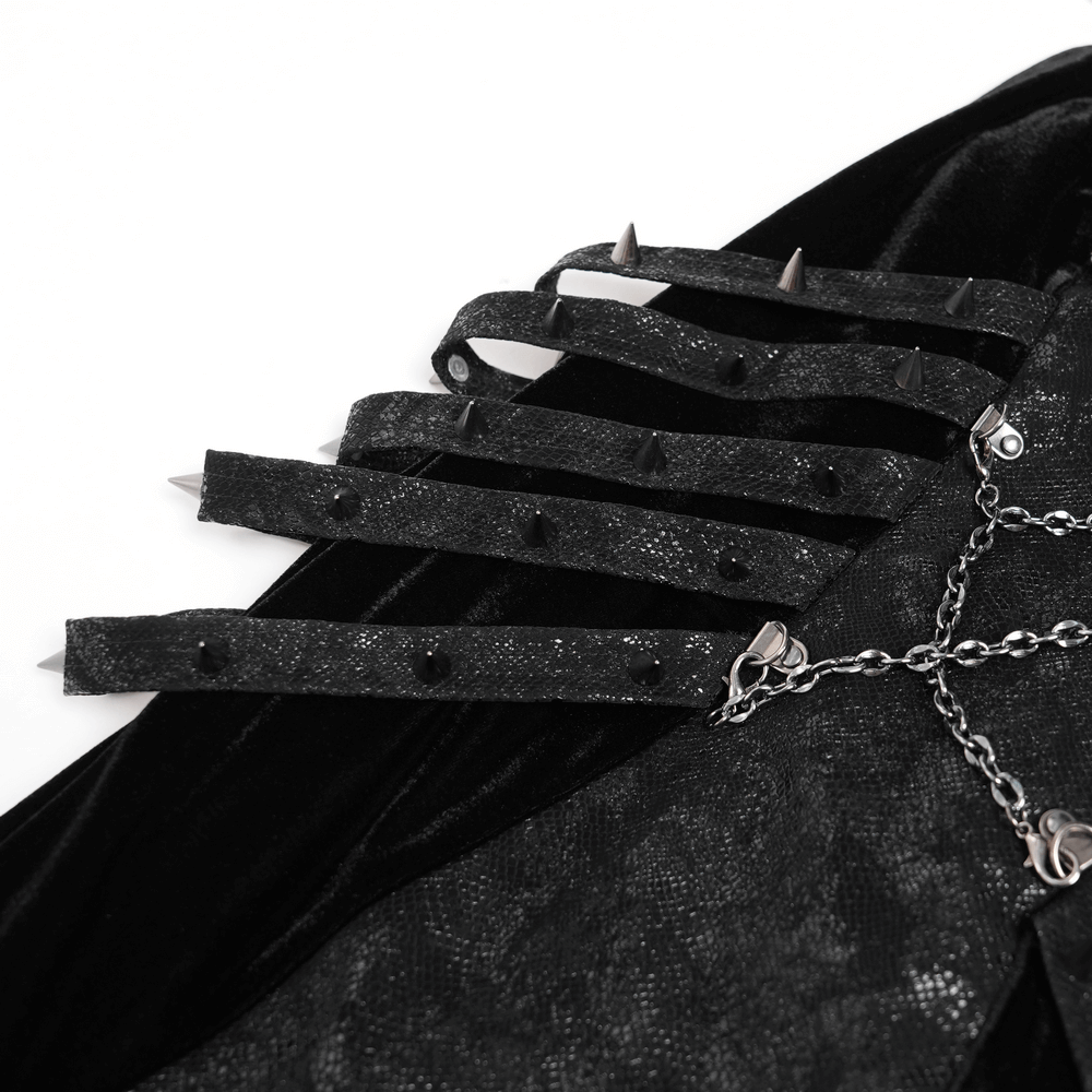 Velvet Gothic Maxi Dress with Chains and Halter Neck