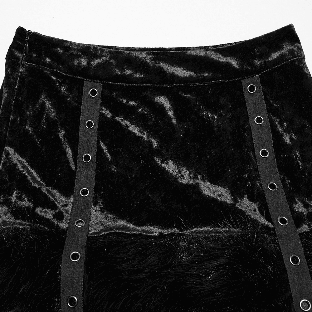 Velvet Gothic Skirt with Fur Trim and Removable Flared Pants