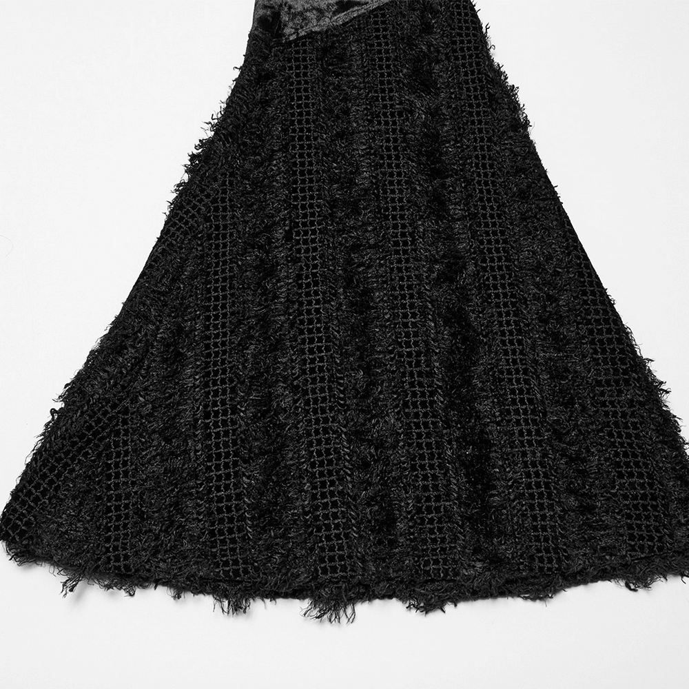 Velvet Gothic Skirt with Fur Trim and Removable Flared Pants