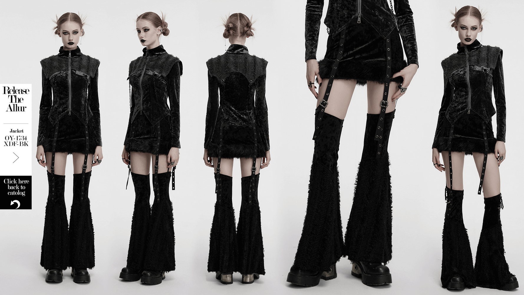 Velvet Gothic Skirt with Fur Trim and Removable Flared Pants