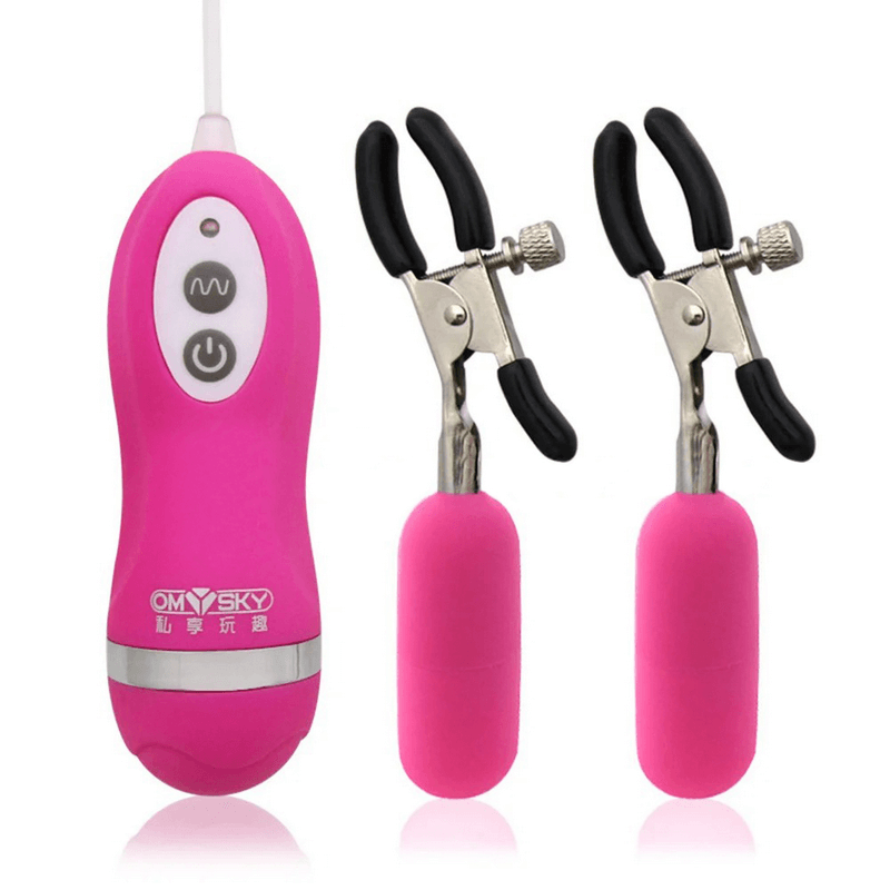 Vibrating Nipple Clamps with Wired Remote Control / Adult Sex Toys - EVE's SECRETS
