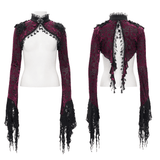 Victorian-Inspired Burgundy Lace Bolero with Bell Sleeves