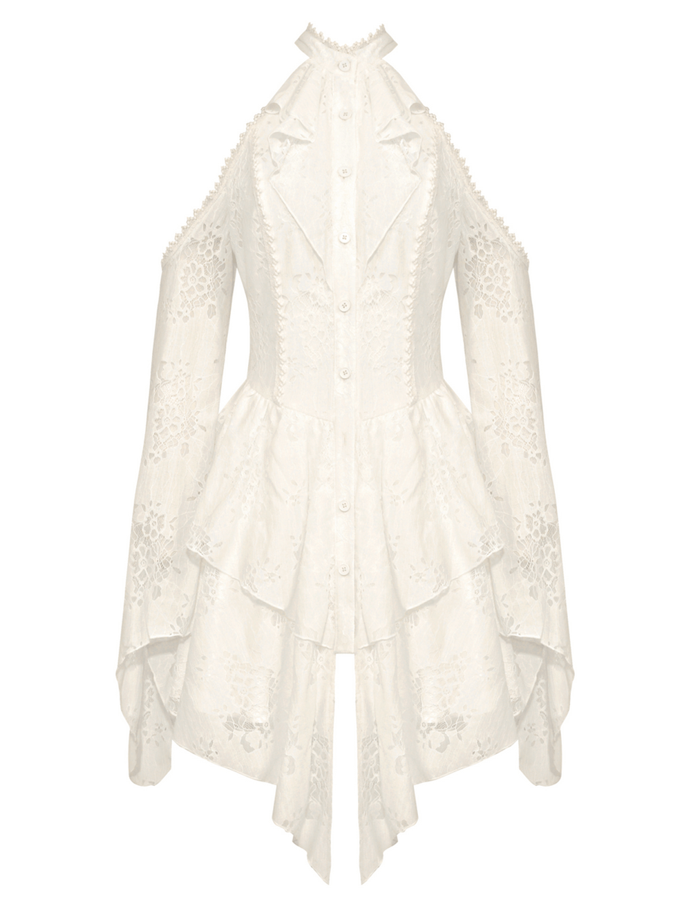 Victorian-Inspired Lace Dress with Shoulder Cut-Outs