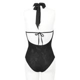 Vintage Cutout One-Piece Swimsuit - Gothic Elegance