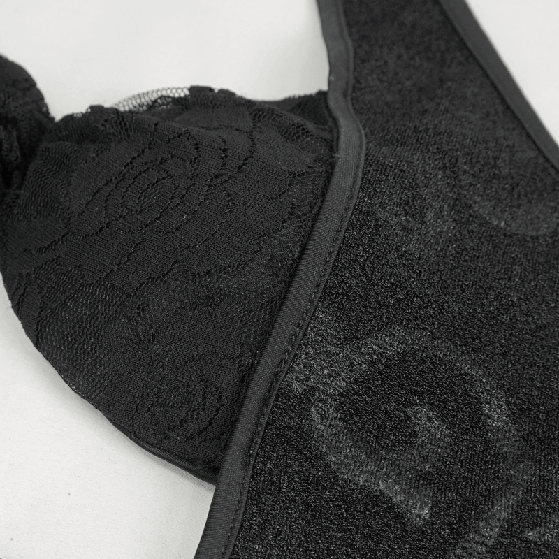 Vintage Cutout One-Piece Swimsuit - Gothic Elegance