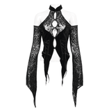 Vintage Velvet Halter Neck Top With Sexy Open Shoulders