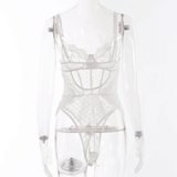 White Erotic Lace Bodysuit / Women's See-Through Lingerie / Sexy Linen Clothing for Ladies - EVE's SECRETS