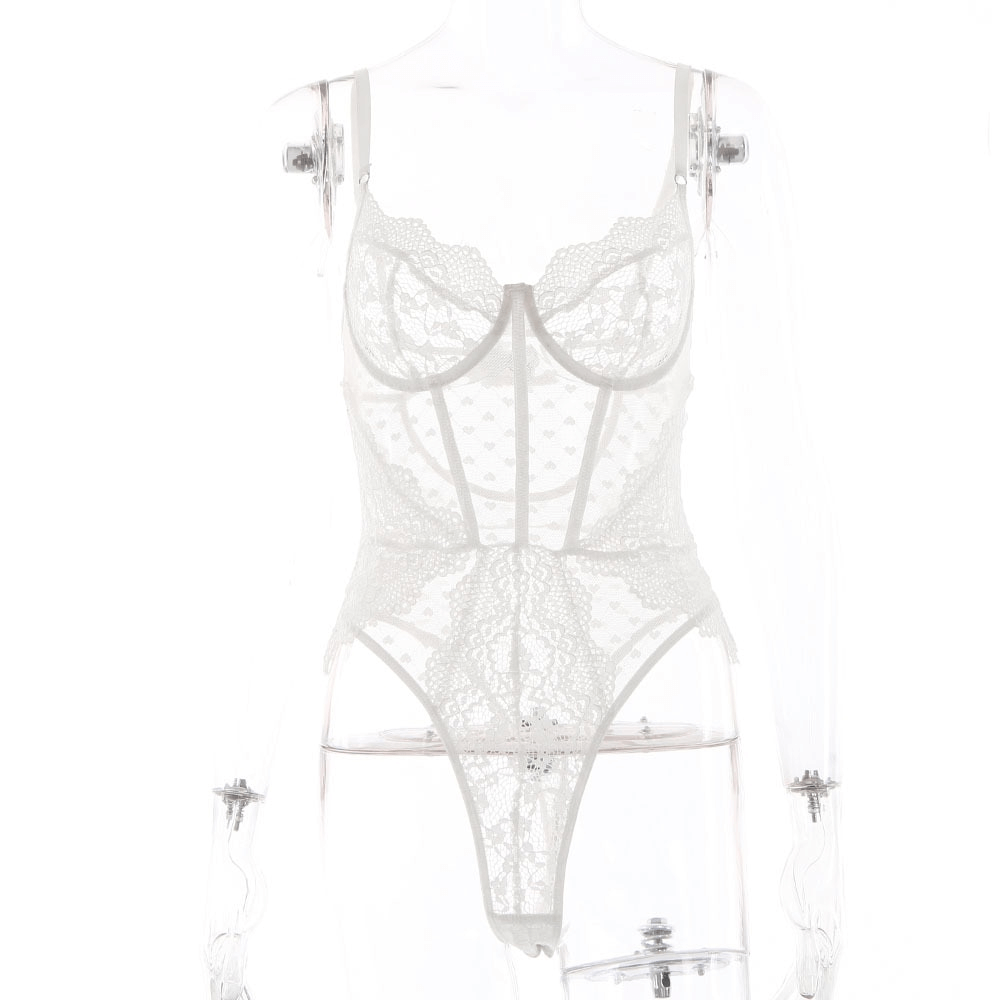 White Erotic Lace Bodysuit / Women's See-Through Lingerie / Sexy Linen Clothing for Ladies - EVE's SECRETS