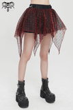 Wine Red Irregular Layered Mesh Skirt for Women