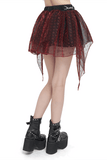 Wine Red Irregular Layered Mesh Skirt for Women