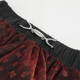 Wine Red Irregular Layered Mesh Skirt for Women