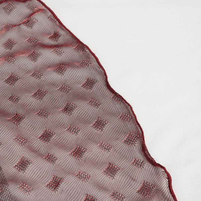 Wine Red Irregular Layered Mesh Skirt for Women