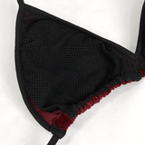 Wine Red Velvet Bikini With Pentagram Tie Sides