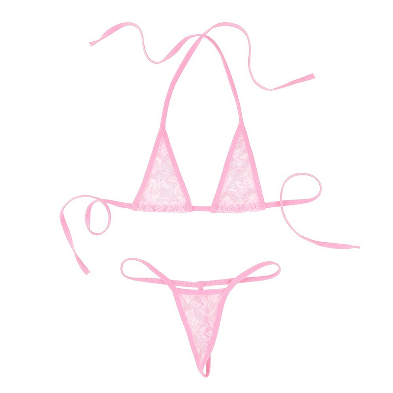Women's Transparent Halterneck Mini Bikini / Bra with T-back G-String / Female Sexy Lingerie - EVE's SECRETS