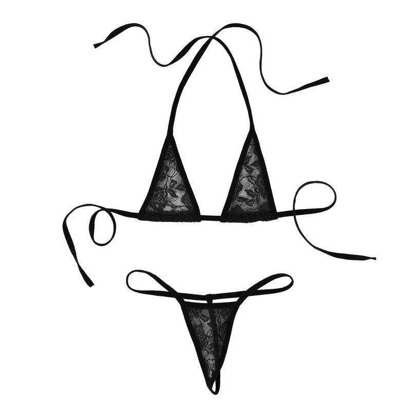 Women's Transparent Halterneck Mini Bikini / Bra with T-back G-String / Female Sexy Lingerie - EVE's SECRETS