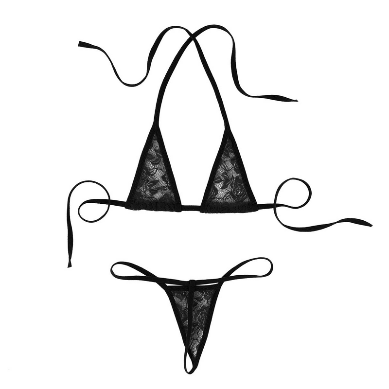 Women's Transparent Halterneck Mini Bikini / Bra with T-back G-String / Female Sexy Lingerie - EVE's SECRETS