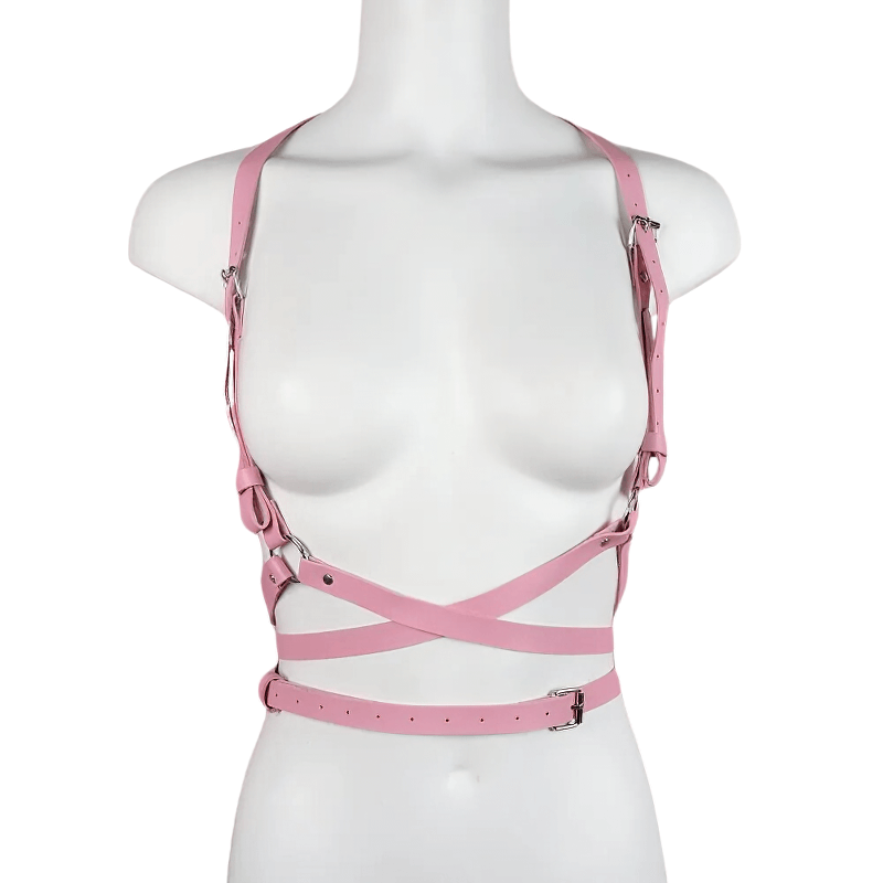 Women's Adjustable Synthetic Leather Body Harness / Adult Chest Garters in Gothic Style - EVE's SECRETS
