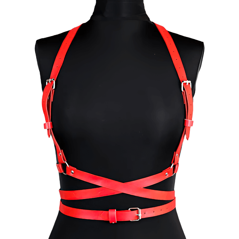 Women's Adjustable Synthetic Leather Body Harness / Adult Chest Garters in Gothic Style - EVE's SECRETS