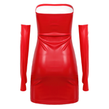 Women's Backless Short Dress / Sexy Female Clothing / Erotic PU Leather Outfits - EVE's SECRETS