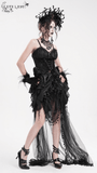 Women's Black Corset Top with Feathers and Lace-Up Design