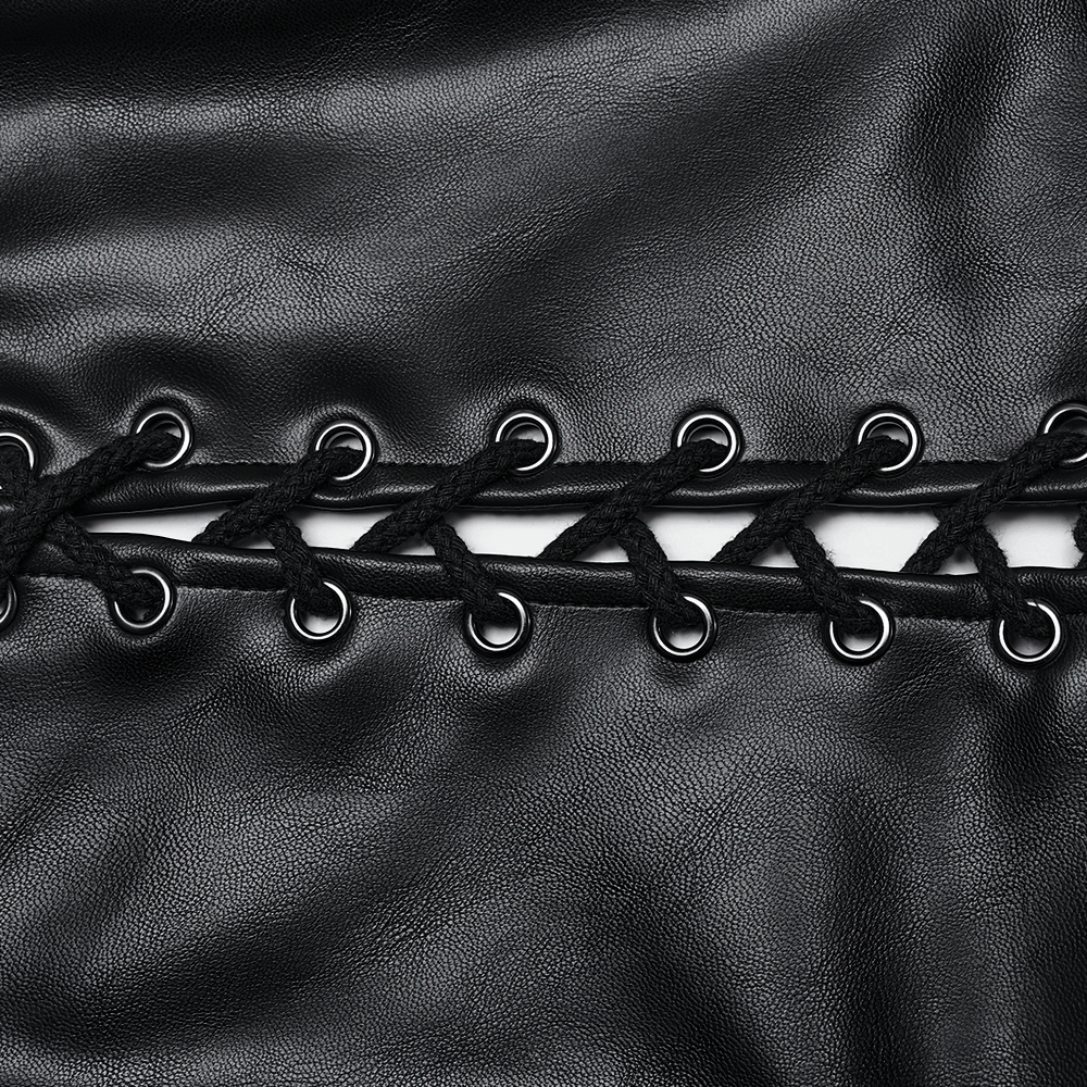 Women's Black Faux Leather Punk Vest with Rivet Accents