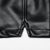 Women's Black Faux Leather Punk Vest with Rivet Accents