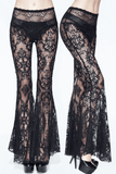 Women's Black Lace Flare Pants: Gothic Elegance Trousers