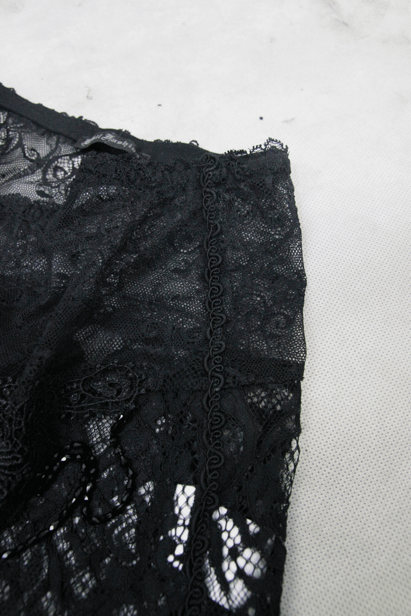 Women's Black Lace Flare Pants: Gothic Elegance Trousers