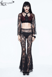 Women's Black Lace Flare Pants: Gothic Elegance Trousers
