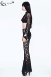 Women's Black Lace Flare Pants: Gothic Elegance Trousers